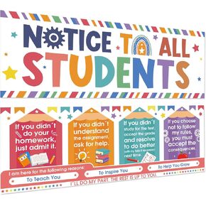 Harloon 2 Pcs Notice to All Students Posters Classroom Rules Poster Motivational Classroom Decor Inspirational Banners Bulletin Board Teachers Quotes for Primary Middle School Decorations