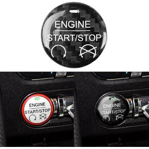 NVCNX Real Premium Carbon Fiber Compatible with Ford Mustang GT 2015-2023 2016 2017 2018 2019 2020 2021 2022 Car Keyless Engine Start Stop Push Start Button Cover Interior Trim Accessories Black