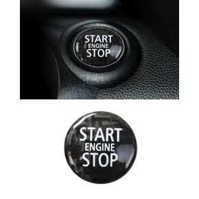 Black Carbon Fiber Engine Start Stop Push Button Cover Trim Compatible with Mini Cooper R55 R56 R57 R58 R59 R60 R61 2007-2016