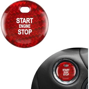 JUSTTOP Car Engine Start Stop Button Cover Compatible with Toyota Highlander, COROLLA, AVALON, Crown, VIOS, Alphard, C-HR Lexus IS, ES, GS, NX, RX, LX, RC, RCF Real Carbon Fiber (Red)