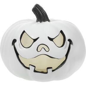 Yardwe Halloween Pumpkin Lantern, 9 inch Halloween Light-up Pumpkin Plastic Jack O Lantern Pumpkin Decoration for Home Office Haunt House Party Decorations (White)