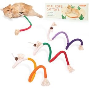 Gochanmon Sisal Rope Cat Toys,3 Pack Bite-Resistant Catnip Toys,Cat Toys for Bored Indoor Cats, Safe Teeth Cleaning Chew Cat Toy,Interactive Cat Kicker Toys for Indoor Cats, Kitten Toys 27" All Breeds