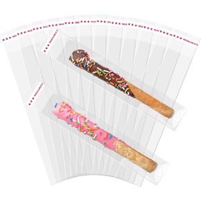 Egofine Self Sealing Cellophane Bags 100 PCS,Pretzel Bags 2x10 Inches, Thickened Pretzel Rod Bags, Pretzels Individual Bags Clear, Prezetels Sticks Bags Food Safe Bags for Chocolate, Candies, Cookies