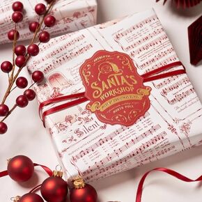 Christmas Gift Stickers for Kids & Children's Authentic Present from Santa Claus, Set of 8 Premium Gold Sticker Tags for Holiday Wrapping, Vintage Classic Elves' Workshops in North Pole, by ElfsNook
