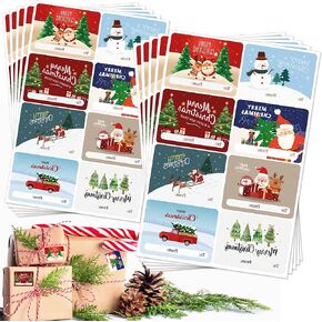 Christmas Holiday Party Tags Stickers: 80 Pcs Decorative Watercolor Designs - Easy to Write Cute Seasonal Messages on 2.9"×2.1" Tags for Festive Cheer (Classic Christmas Tags)