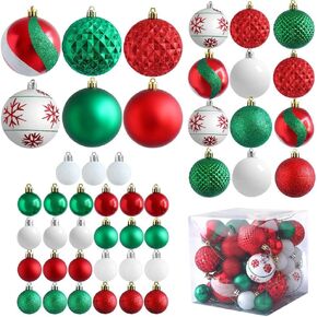 Pastel Christmas Tree Ornaments 46PCS Pink Yellow Blue Rainbow Shatterproof Xmas Hanging Ornaments for Tree Home Holiday Candyland Party Centerpiece Wreath Garland Decor