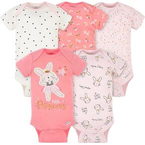 Gerber Baby 5-Pack Short Sleeve Variety Onesies Bodysuits (3 Pack Let's All Be Friends, 3-6 Months) in Kuwait