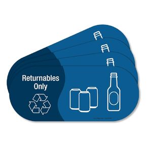 SmartSign (Pack of 4) 3.75 x 9 inch “Returnables Only" Sticker Labels with Symbols, 5 mil Laminated Polyester with SuperStick Adhesive, Blue and White