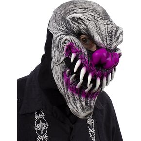 Zagone Studios Men's One Size UV Black Light Reactive Last Laugh Evil Clown Mask, Multicolor