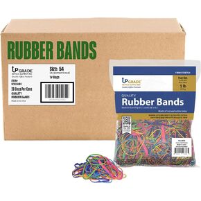 Upgrade Office Supply UPG244BC Rubber Bands, Size #54, Assorted Sizes, Non-Latex, Bright Colors, 1 lb Bag, Made in USA