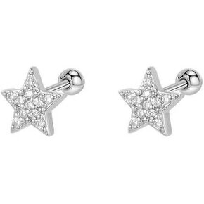16g Star Cubic Zirconia Ear Cartilage Helix Surgical Stainless Steel Small Stud Earrings for Women Minimalist Crystal Star Screw Back Tragus Auricle Nose Lip Piercing Fashion Jewelry Gift