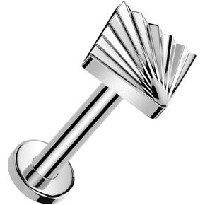 Pierced Owl 16GA ASTM F-136 Implant Grade Titanium Threadless Push-In Diamond Cut Square Shaped Top Flat Back Stud
