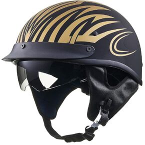 ILM Half Helmet Open Face Motorcycle Helmets for Moped Cruiser Scooter with Sun Visor, DOT Approved Model-210V (Matte Black, Large)