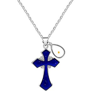 Uloveido Temperature Sensitive Color Changing Stainless Steel Charm Religious Cross Mood Pendant Necklace for Women Girls with Faith Mustard Seed Y1994