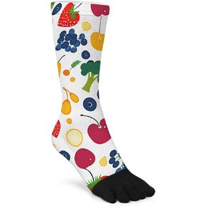 Funny Toe Socks for Men & Women - Fun Novelty Adult Dress Five Finger Crew Socks with Crazy Print