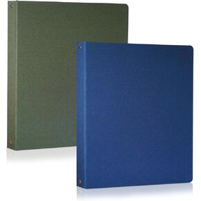 Linen Fabric 3-Ring Binder with Inner Pockets - 10.25" x 11.5" (2-Pack) - 1.5" 3-Hole Punch - Forest Green & Royal Blue - Premium Quality Binder for Work, Home & School