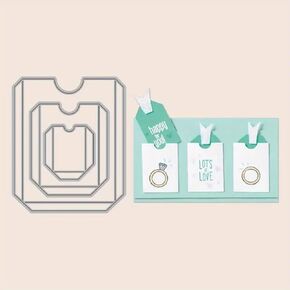 Gift Card Tags Metal Die Cuts, Gift Card Holder Pockets Frame Cutting Dies Cut Stencils for DIY Photo Decorative Embossing Paper Dies for Scrapbooking Card Making