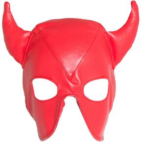 Leather Breathable Bull Face Mask Adjustable Masquerade Hood Full Face Head Mask for Women Men Costume Halloween Party