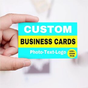 Custom Business Cards with Your Logo Personalized with Photo Text Name Phone Number Cards 3.5" x 2" Front & Back Sides for Small Business, White, 100PCS