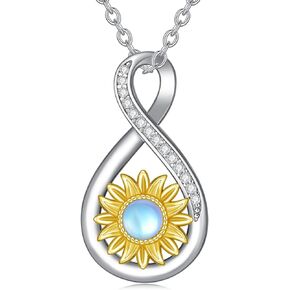 Sunflower Necklace Infinity Love Sunflower Pendant Sterling Silver You Are My Sunshine Infinity Necklace Sunflower Gifts Brithday for Sister Lover