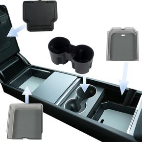 4 Packs Center Console Organizer Kit Compatible with Tesla New Model 3 Highland 2024, Center Console Organizer Tray, Armrest Hidden Storage Box, Cup Holder
