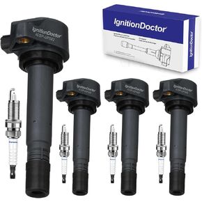 UF582 Ignition Coil and Iridium Laser Spark Plugs 5266 Compatible with Honda Civic 2006-2011 L4 1.8L - Replace# 30520RNAA01 IZFR6K11S