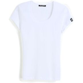 Ultra Thin Low Crew Neck Cotton T-shirt White, Medium, Light Blue