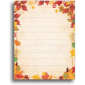 Fall Barnyard Leaves Stationery Paper - 80 Sheets