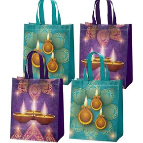 Ertyjikg 20 Pcs Diwali Party Bags,Reusable Diwali Gift Non-woven Bags with Handles for Diwali Party Decorations