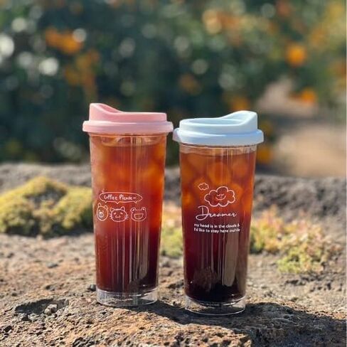عبوتان من كوب قهوة بلاستيكي بوزن 20 أونصة مع غطاء، كوب قهوة مثلج خالٍ من مادة BPA، طقم أكواب قابل لإعادة الاستخدام للقهوة المثلجة in Saudi Arabia