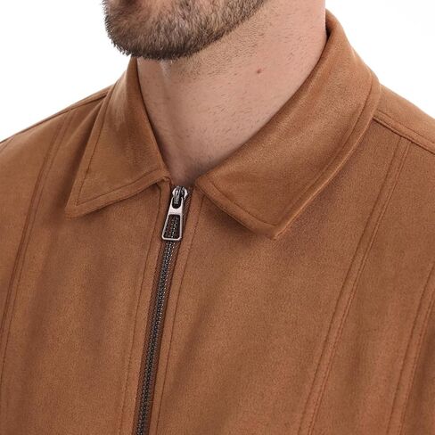 Classic Faux Suede Leather Jacket Men Turn Down Collar Lightweight Suede Men's Jackets in Saudi Arabia