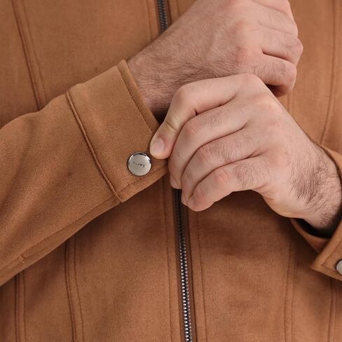 Classic Faux Suede Leather Jacket Men Turn Down Collar Lightweight Suede Men's Jackets in Saudi Arabia