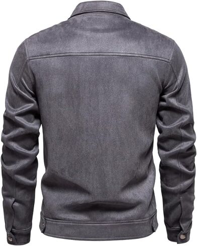 Classic Faux Suede Leather Jacket Men Turn Down Collar Lightweight Suede Men's Jackets in Saudi Arabia