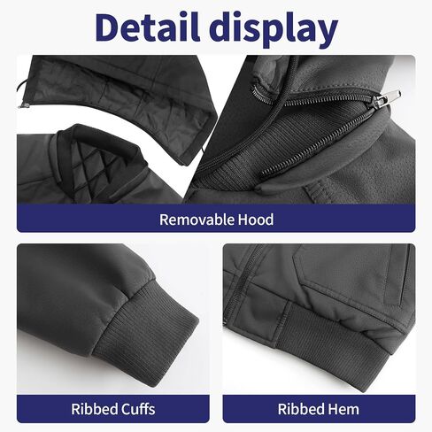 Leather Jackets for Men,Stand Collar Zip Up Motorcycle Biker Bomber Jacket With Removable Hood in Saudi Arabia