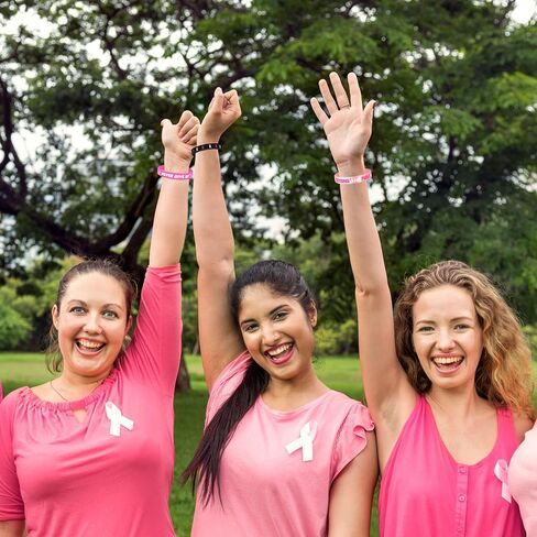 Lesnala 48 PCS Breast cancer awareness bracelet Pink ribbon silicone bracelet Breast cancer bracelets Hope faith strength courage inspiring rubber wristbands for Women Party Supplies Favors in Kuwait