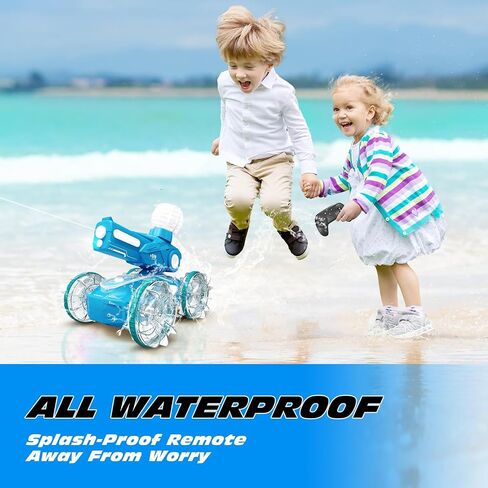 Tecnock Amphibious Remote Control Car Boat for Kids, 2.4GHz 4WD Water Squirt RC Stunt Car with LED Lights, 45-Minute Playtime, Pool Toy Gift for Boys and Girls Ages 6+ in Saudi Arabia