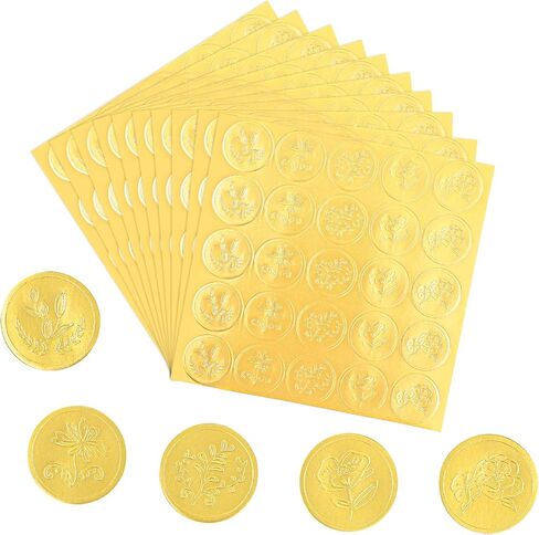 500 Pcs Gold Envelope Seals Gold Embossed Seal Stickers Self Adhesive Wax Seal Stickers Vintage Embossed Wax Looking Stickers Envelope Seal Labels for Certificate Wedding Invitations in Saudi Arabia