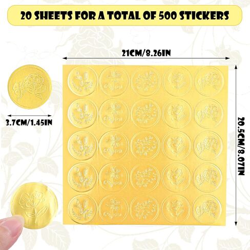 500 Pcs Gold Envelope Seals Gold Embossed Seal Stickers Self Adhesive Wax Seal Stickers Vintage Embossed Wax Looking Stickers Envelope Seal Labels for Certificate Wedding Invitations in Saudi Arabia