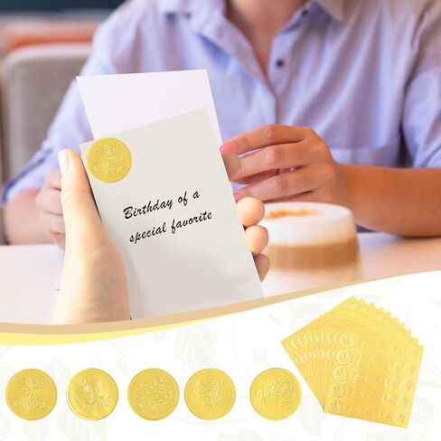 500 Pcs Gold Envelope Seals Gold Embossed Seal Stickers Self Adhesive Wax Seal Stickers Vintage Embossed Wax Looking Stickers Envelope Seal Labels for Certificate Wedding Invitations in Saudi Arabia