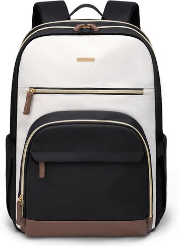 TENSTAR Large 22L Travel Laptop Backpack, College Backpack Airline Approved Business Work Bag Fit 16 Inch Laptops for Men Women,Backpack for Women,Large Computer Bag, Black with Beige in Saudi Arabia