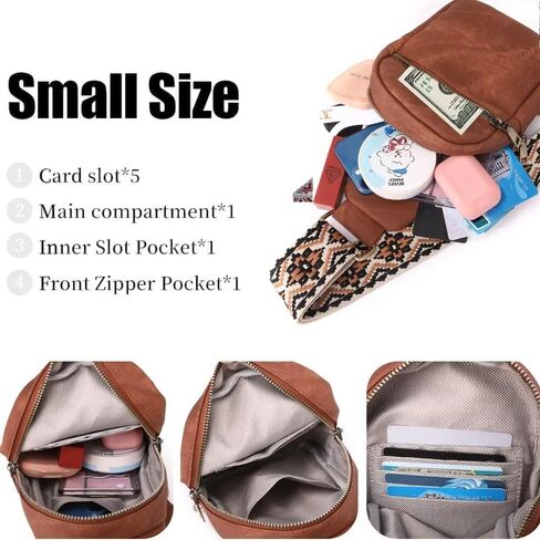 Small Sling Bag for Women Waterproof PU Leather Crossbody Shoulder Bag Trendy Purse Fanny Packs Chest Backpack in Saudi Arabia
