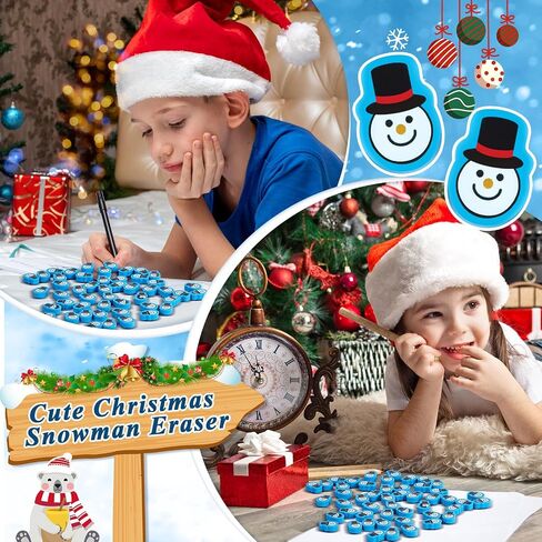Syhood 200 Pcs Snowman Erasers Bulk Winter Mini Erasers for Kids Holiday Pencil Fun Erasers Stationery Party Favor Stocking Gift Filling Home School Classroom Reward Work Decoration in Saudi Arabia