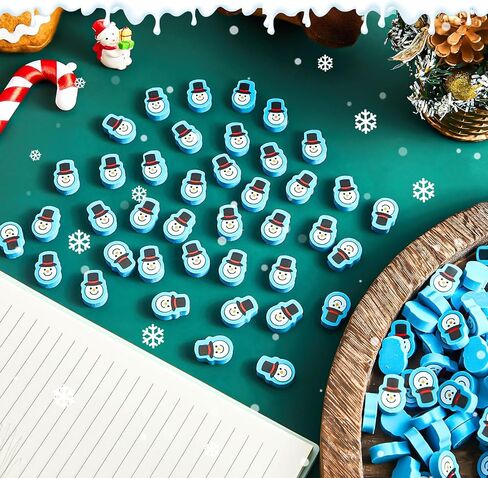 Syhood 200 Pcs Snowman Erasers Bulk Winter Mini Erasers for Kids Holiday Pencil Fun Erasers Stationery Party Favor Stocking Gift Filling Home School Classroom Reward Work Decoration in Saudi Arabia