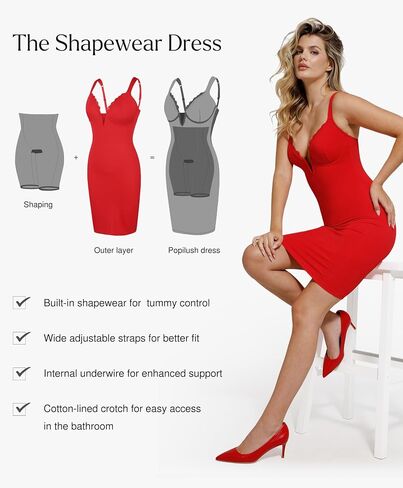 Popilush Lace Shapewear Dress Corset Mini Dress Bodycon Dresses for Women Slip Cocktail Party Dress in Kuwait