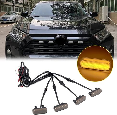 طيران عالي لسيارة Toyota RAV4 2019-2024 ملحقات السيارة الأمامية المركزية مصبغة إدراج أضواء LED ABS 4 قطعة عدسات مدخنة (غير مناسبة للبرايم والمغامرة) in Kuwait