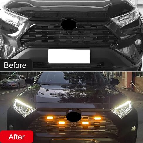 طيران عالي لسيارة Toyota RAV4 2019-2024 ملحقات السيارة الأمامية المركزية مصبغة إدراج أضواء LED ABS 4 قطعة عدسات مدخنة (غير مناسبة للبرايم والمغامرة) in Kuwait