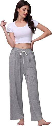 Veseacky المرأة مريحة تمتد الرباط واسعة الساق صالة السراويل عارضة منامة قيعان S-XXL in Saudi Arabia