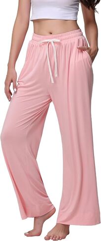 Veseacky المرأة مريحة تمتد الرباط واسعة الساق صالة السراويل عارضة منامة قيعان S-XXL in Saudi Arabia