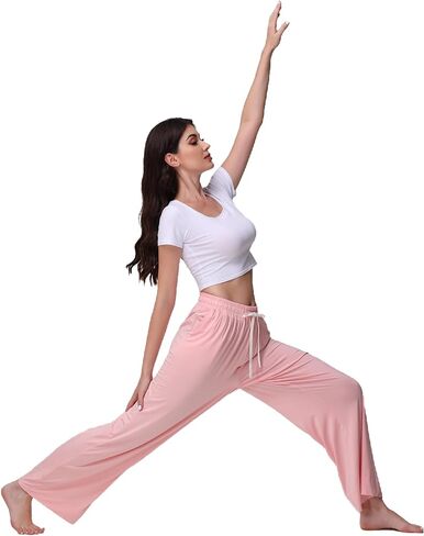 Veseacky المرأة مريحة تمتد الرباط واسعة الساق صالة السراويل عارضة منامة قيعان S-XXL in Saudi Arabia