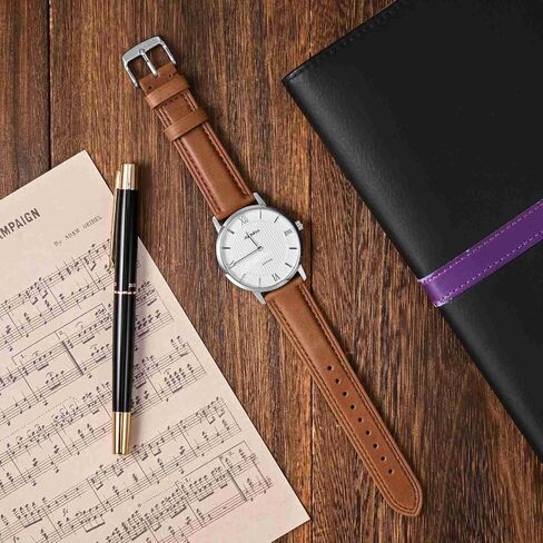 Ayadoo 21mm Oil Wax Leather Watch Band, Vintage Quick Release Replacement Black Leather Watch Strap with Silver Buckle for Men, Women in Kuwait